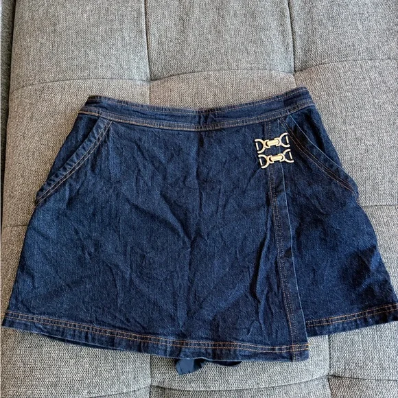 Avec Les Filles Indigo Denim Skirt - Picture 1 of 8